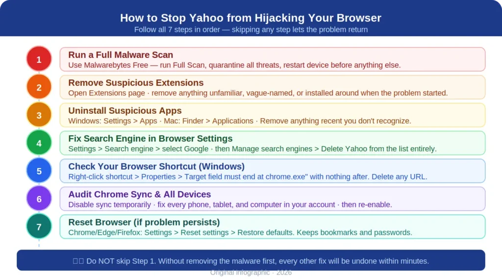 How to Fix the Yahoo Search Redirect — Step by Step